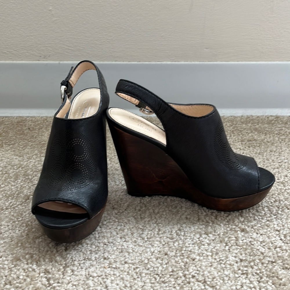 Coach black wedges